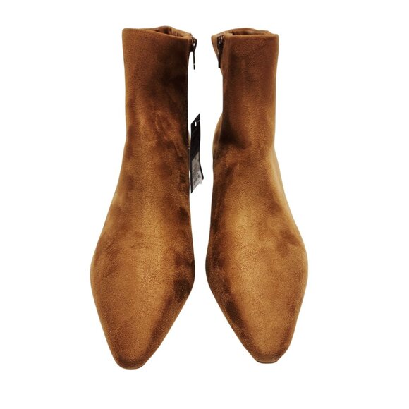 Womens Tan Faux Suede Pointed Toe Ankle Boots With Kitten Heel Size 10 - Picture 10 of 10